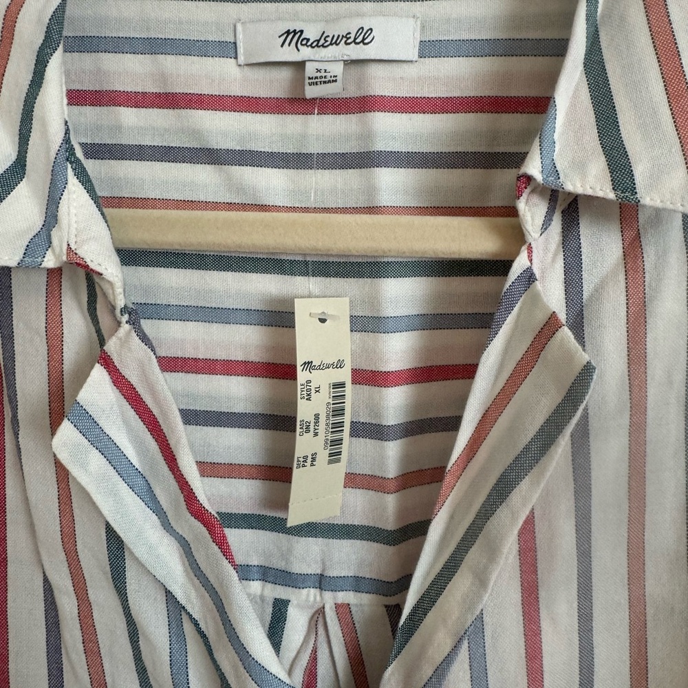 NWT Madewell Park Popover Shirt in Rainbow - Picture 4 of 5